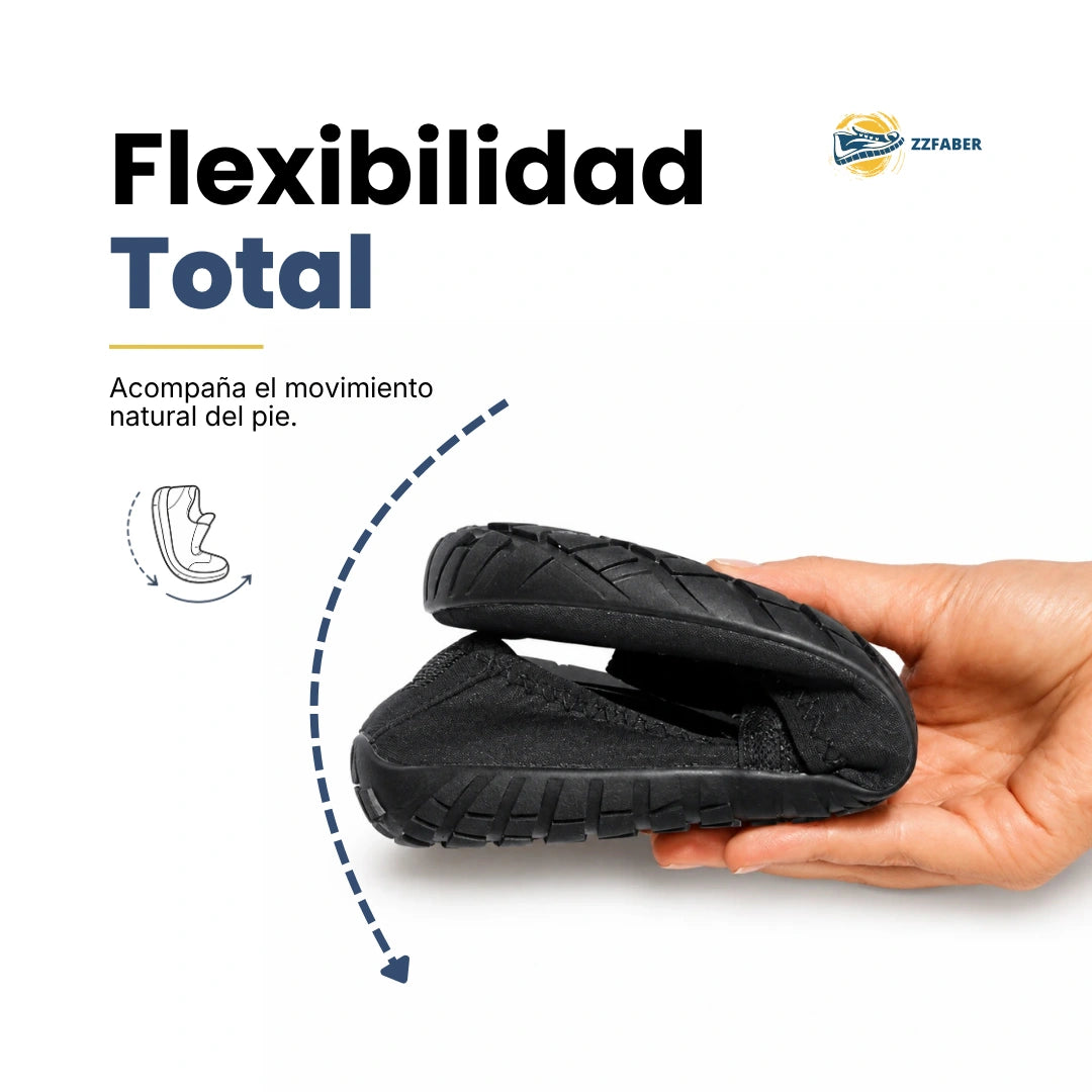 Ballerinas barefoot para mujer ZZFABER Dance I color negro, zapatos ergonómicos totalmente flexibles con elástico de sujeción para juanetes en Chile.