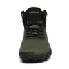 Botas respetuosas con horma ancha Saguaro Vitality V verde, espacio real para los dedos que mejora el equilibrio en senderismo.
