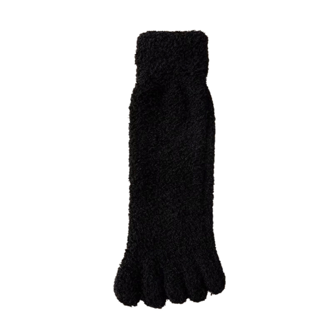 Calcetas largas térmicas barefoot color negro con diseño de cinco dedos independientes para invierno.