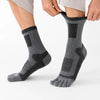 Calcetines de dedos hombre color gris bicolor Sowilo, medias largas con separadores elásticos que evitan el roce y alivian los dolores por juanetes en Chile.