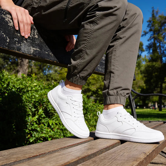 Calzado barefoot blanco Wonderland usabilidad mujer — zapatilla minimalista lifestyle urbano Chile