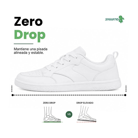 Calzado barefoot transpirable cuero sintetico blanco — zapatilla minimalista mujer Chile
