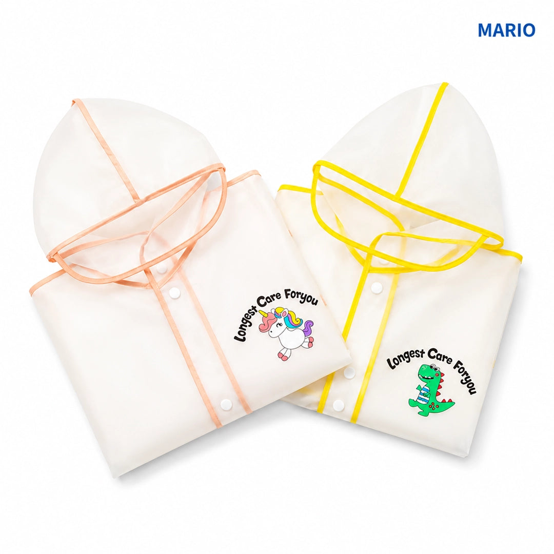 Dos capas de lluvia plegables y compactas para niños Fantasy Steps en tonos rosa y amarillo, accesorios de rápido secado para el colegio en Chile.