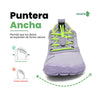 Frente de zapatilla barefoot niño Saguaro púrpura con protección en puntera.