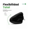 Zapatilla Saguaro Wish I negra doblada mostrando alta flexibilidad barefoot.