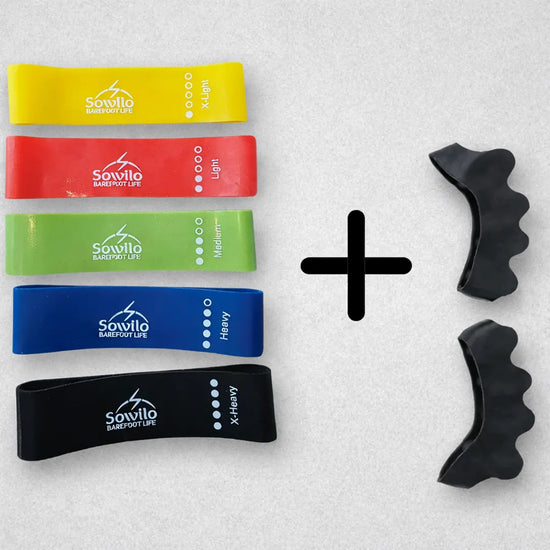 Kit transición barefoot Sowilo — bandas de resistencia y separadores de dedos para fortalecer el pie