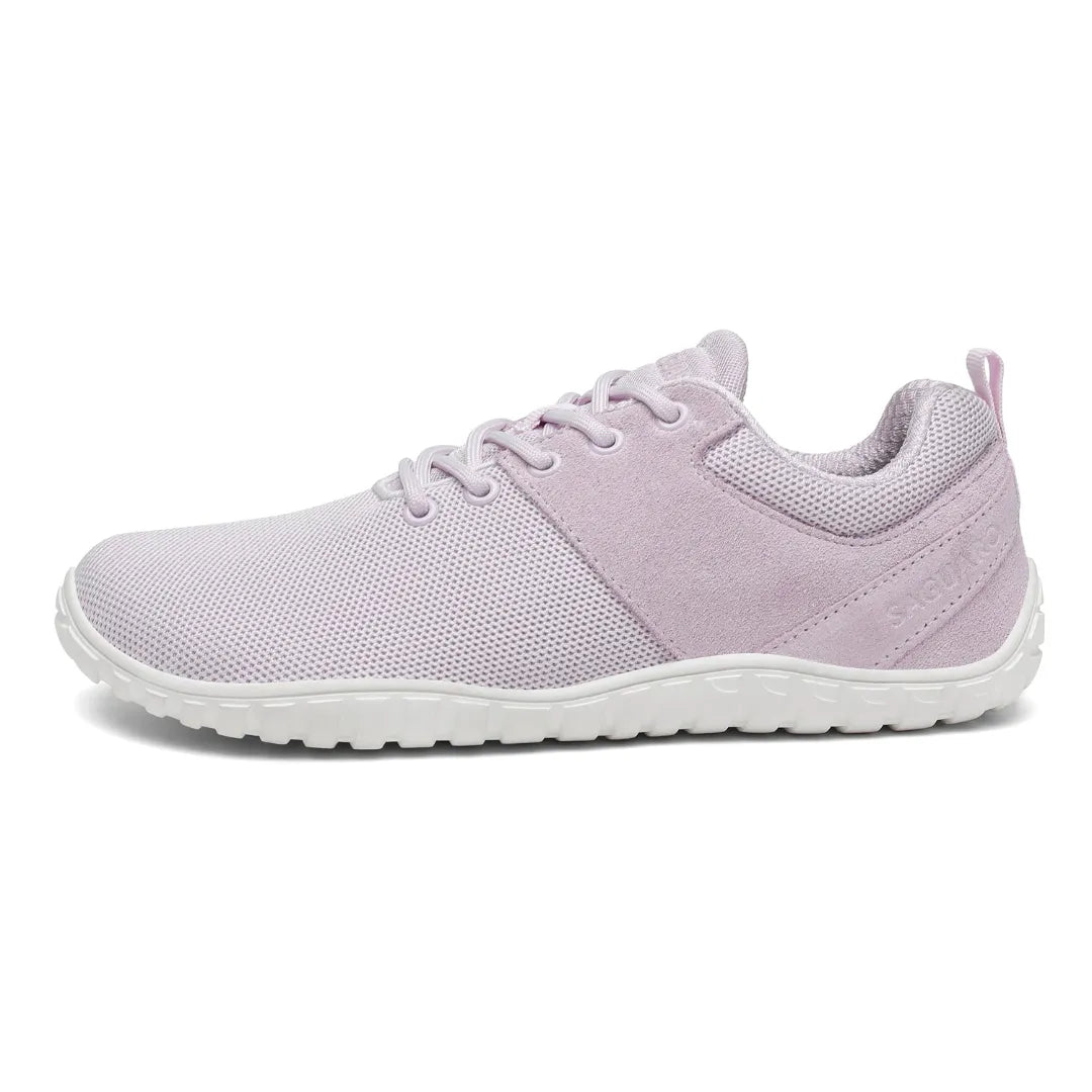 Zapatilla barefoot lila con detalles de gamuza, ultraligera.