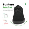 Dream I negro vista frontal mostrando puntera ancha ergonómica barefoot.