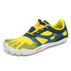 Zapatilla barefoot Saguaro Vitality III amarilla vista lateral.