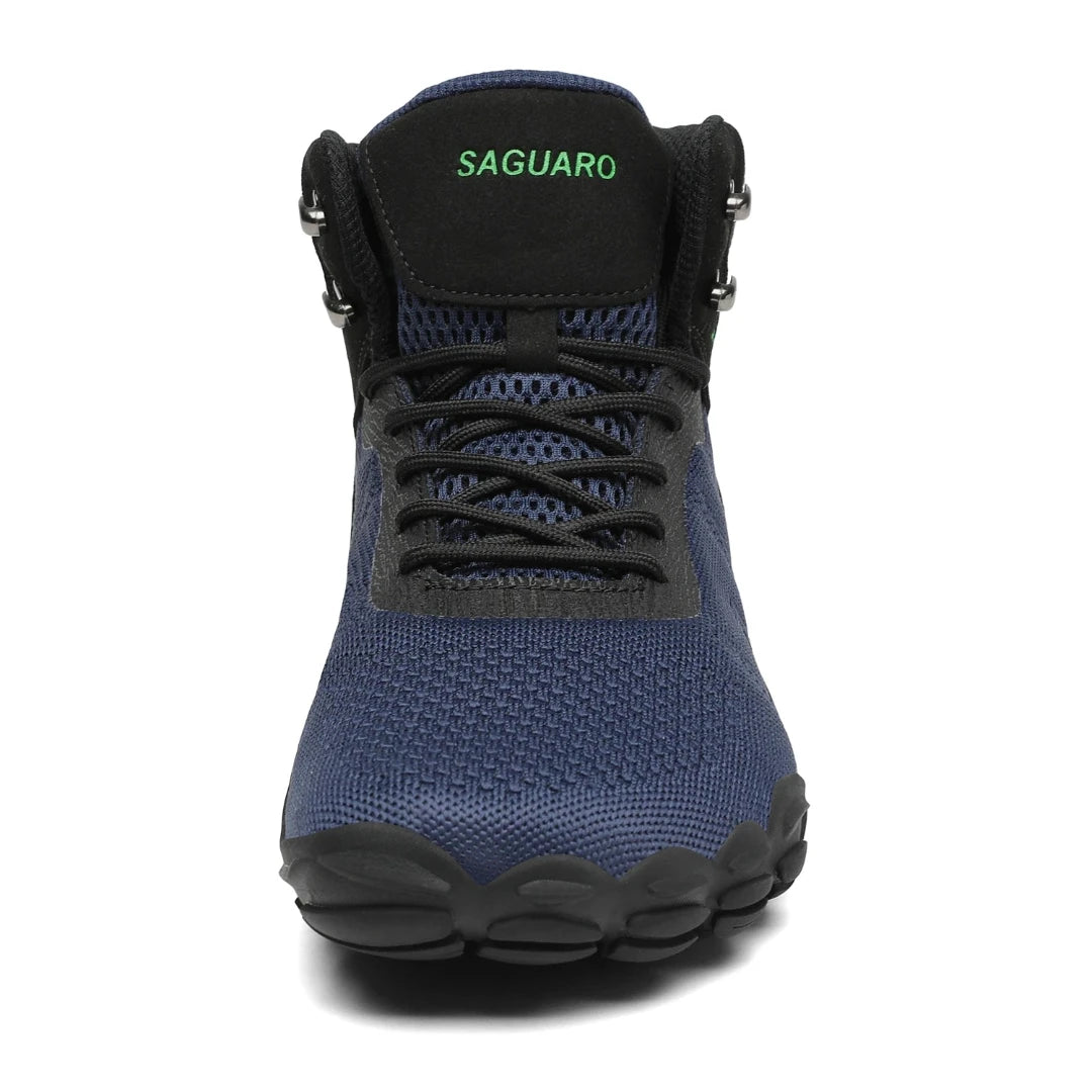 Saguaro Vitality V negro — bota barefoot trekking vista frontal puntera ancha