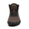 Saguaro Vitality V café — bota barefoot trekking detalle cordones y cierre lateral