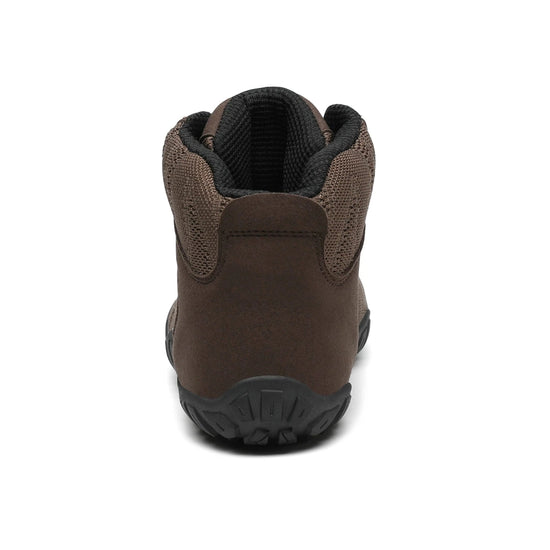 Saguaro Vitality V café — bota barefoot trekking vista frontal puntera ancha