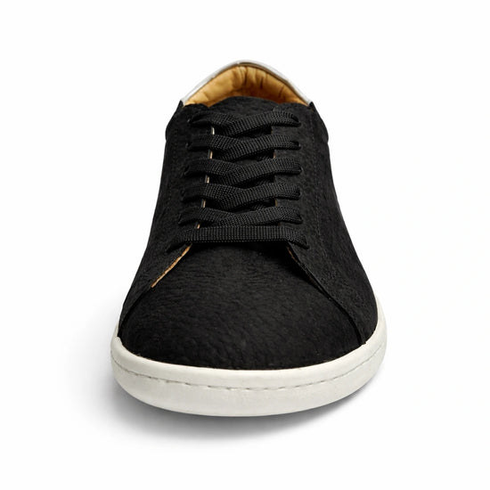 MOKA cuero negro barefoot vista frontal — zapato artesanal puntera ancha mujer Chile