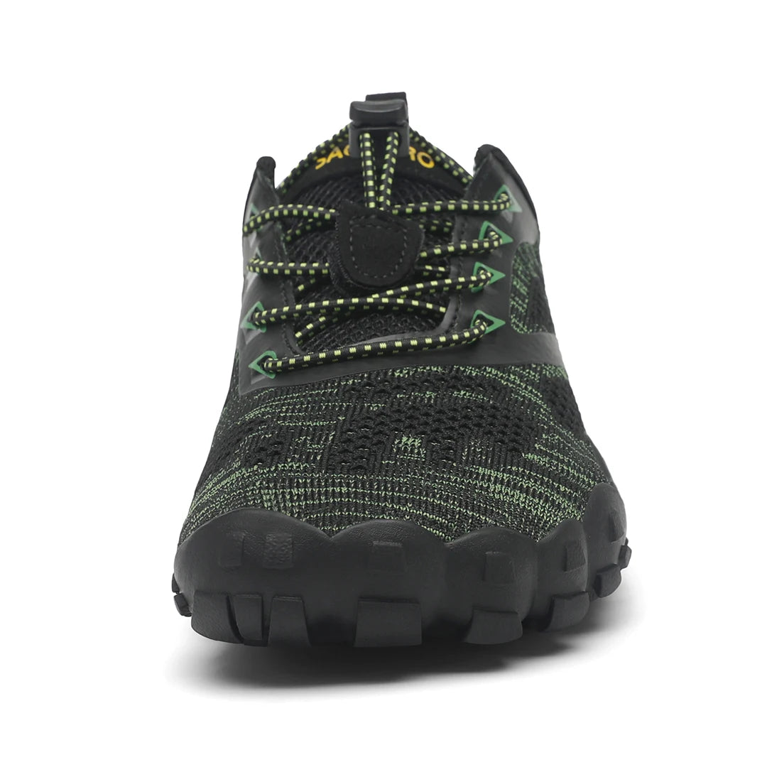 Saguaro Smart II verde outlet vista frontal — zapatilla barefoot deportiva puntera ancha Chile
