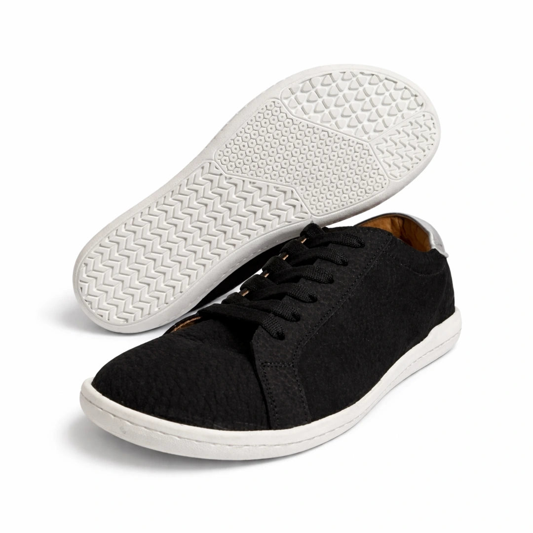 MOKA cuero negro barefoot vista par suela — zapato artesanal par completo mujer Chile