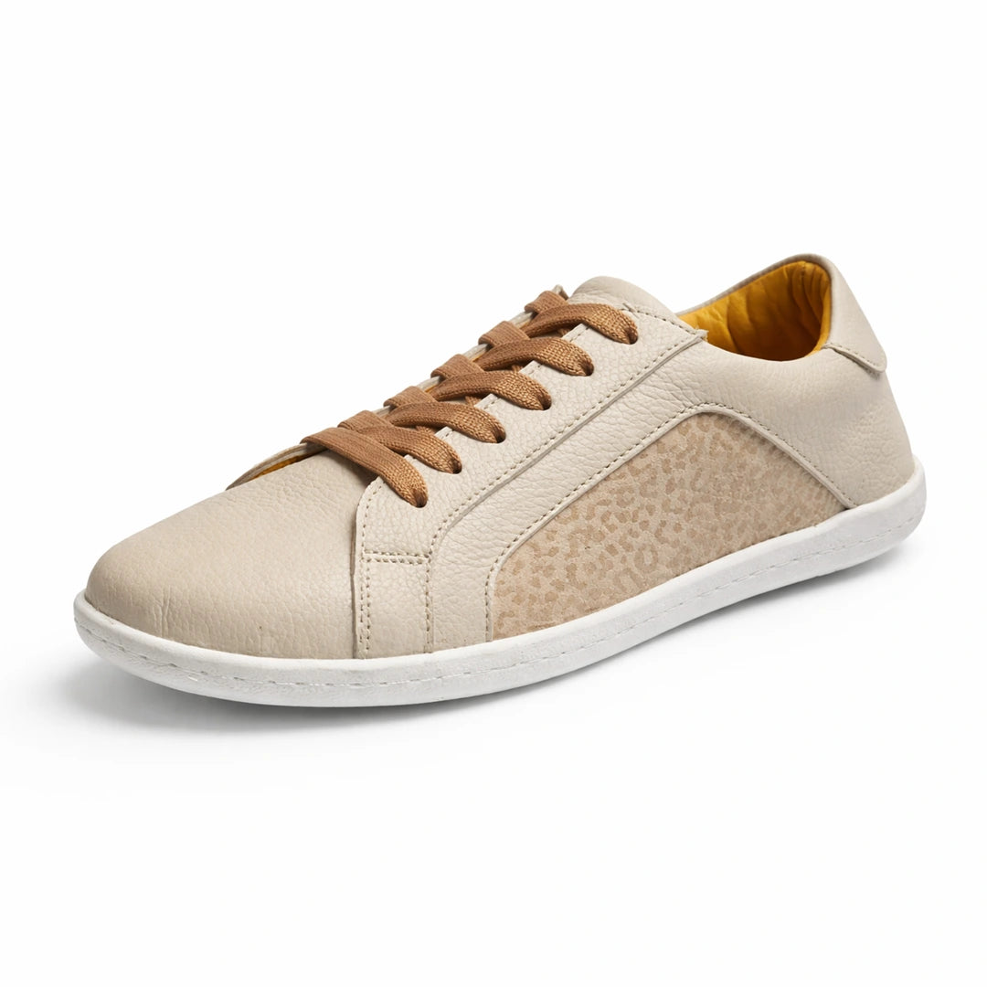 MOKA trama cuero mujer vista principal — zapato barefoot artesanal textura cuero Chile