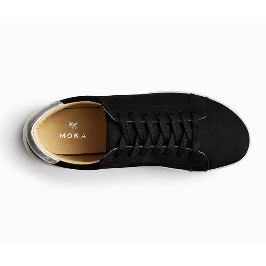 MOKA cuero negro barefoot vista superior — zapato artesanal horma ancha mujer Chile