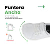 Zapatos ergonómicos  niños blanco, puntera ancha y velcro.