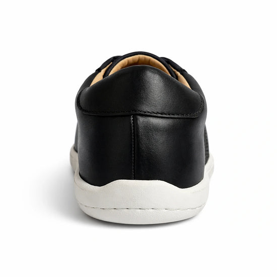 MOKA cuero negro trama vista trasera — zapato barefoot artesanal zero drop mujer Chile