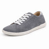 MOKA cuero gamuza gris mujer — zapato barefoot artesanal con cordon blanco Mundo Barefoot Chile