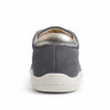 MOKA cuero gamuza gris mujer vista trasera — zapato barefoot artesanal zero drop Chile