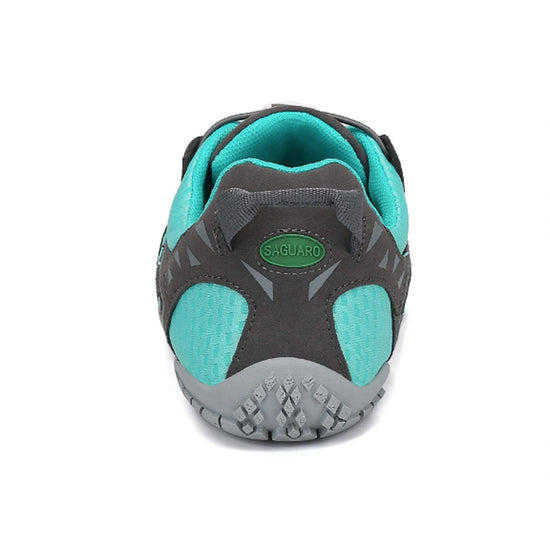 Saguaro Vitality IV turquesa vista trasera mostrando talón reforzado y estable.