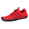 Zapatillas de agua barefoot modelo Saguaro Dive II en color rojo con diseño ergonómico elástico.