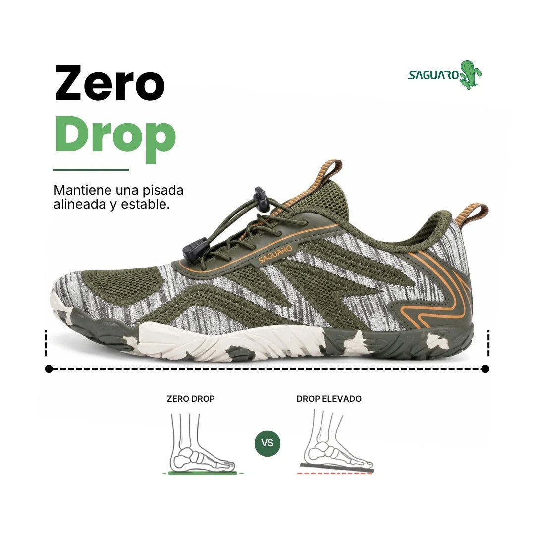 Zapatillas anchas Saguaro Active II amarillas con diseño anatómico para dedos.