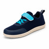 Zapatillas barefoot para niño en azul marino y turquesa con diseño ergonómico y ligero.