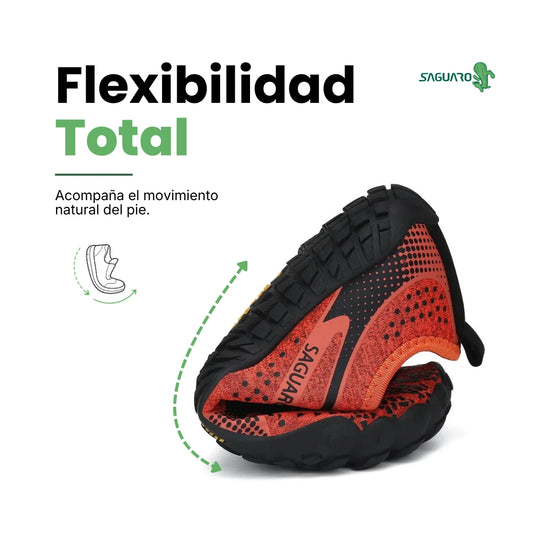 Zapatillas barefoot Saguaro Kids Fast I naranjas vista flexibilidad