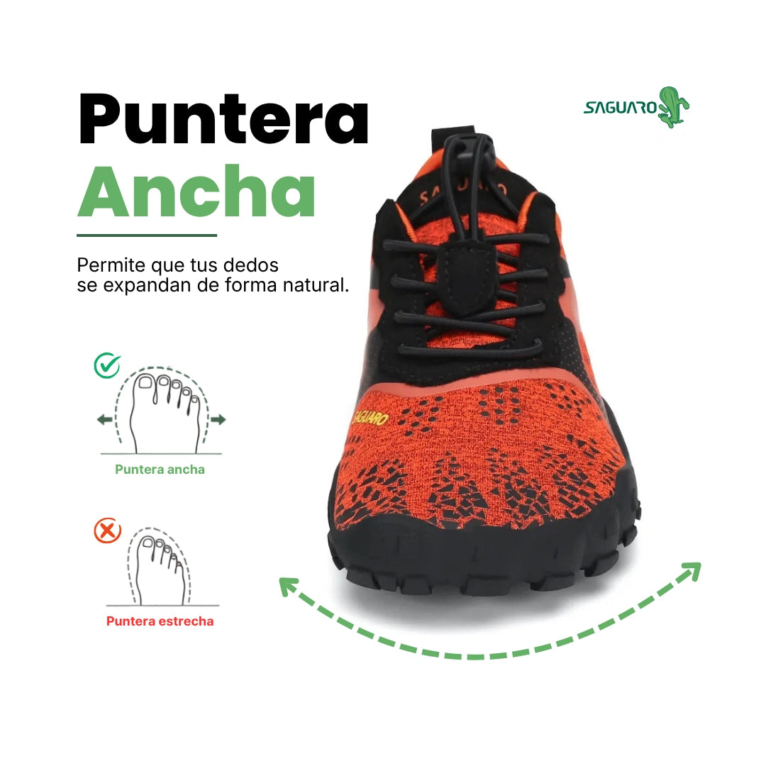 Zapatillas barefoot Saguaro Kids Fast I naranjas vista frontal