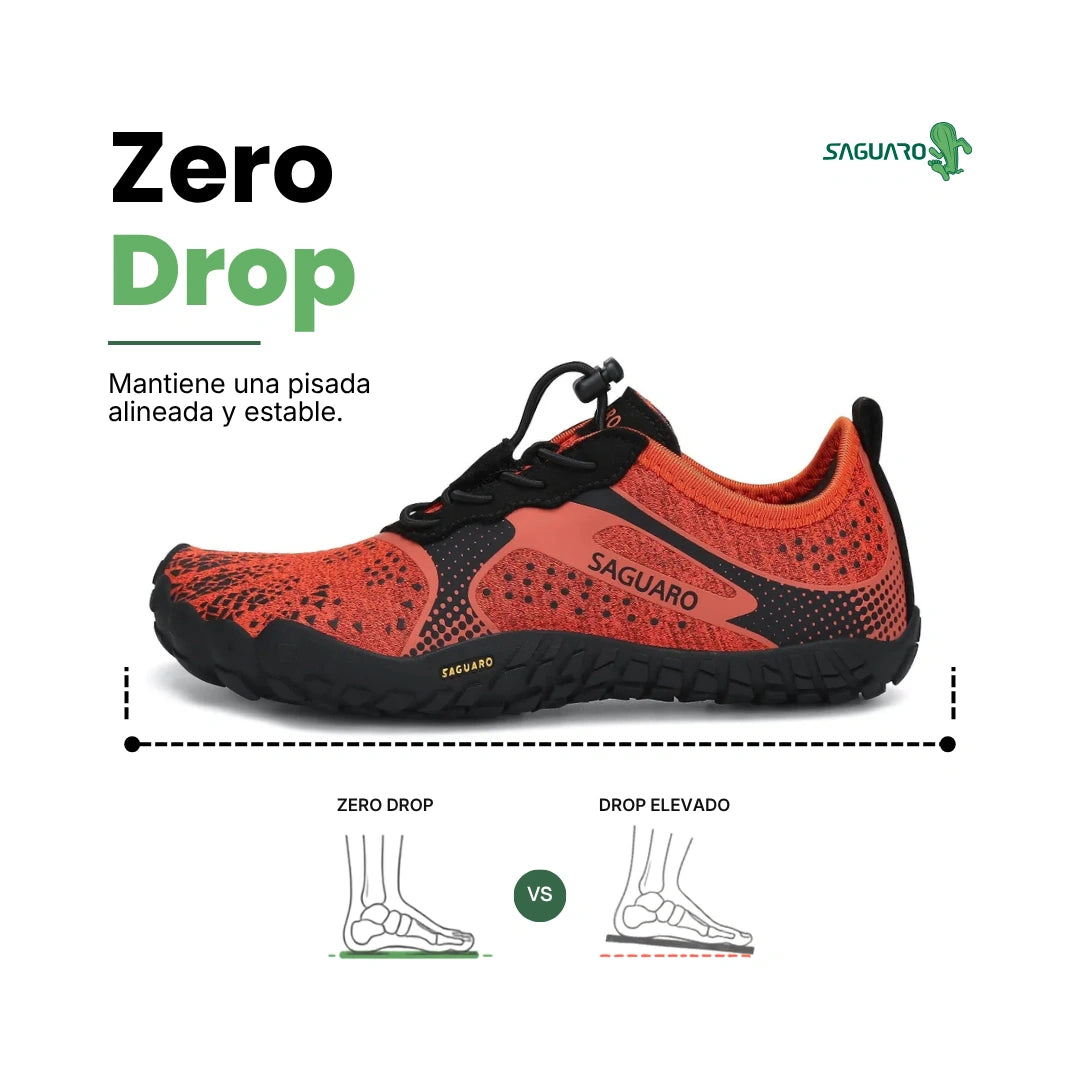 Zapatillas barefoot Saguaro Kids Fast I naranjas vista lateral