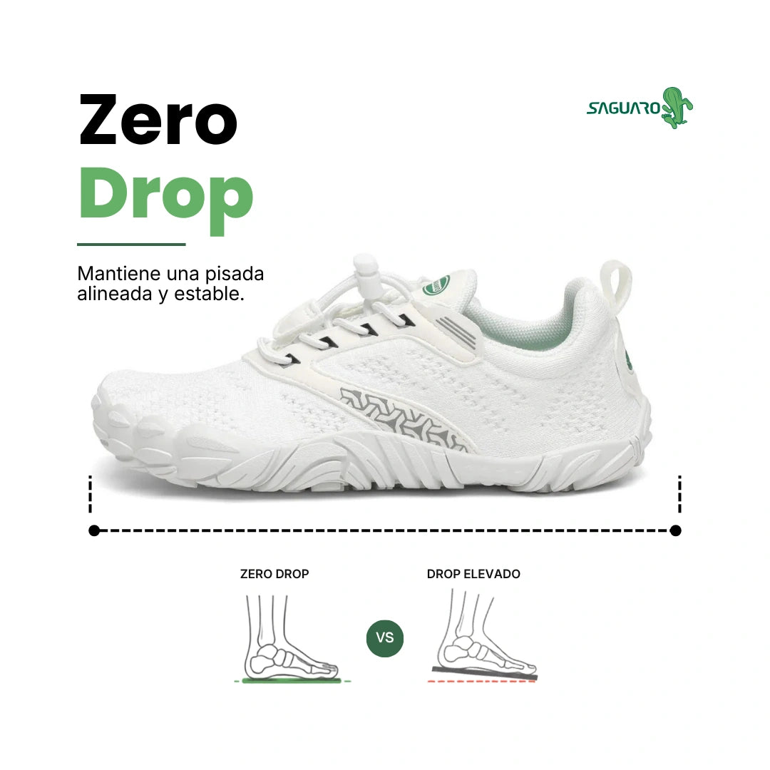 Zapatillas barefoot blancas vista lateral externa