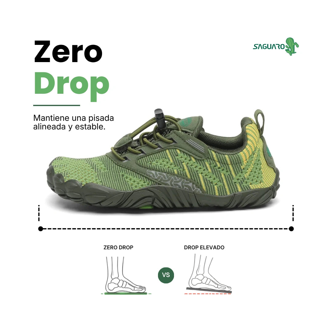 Zapatillas barefoot verdes vista lateral externa