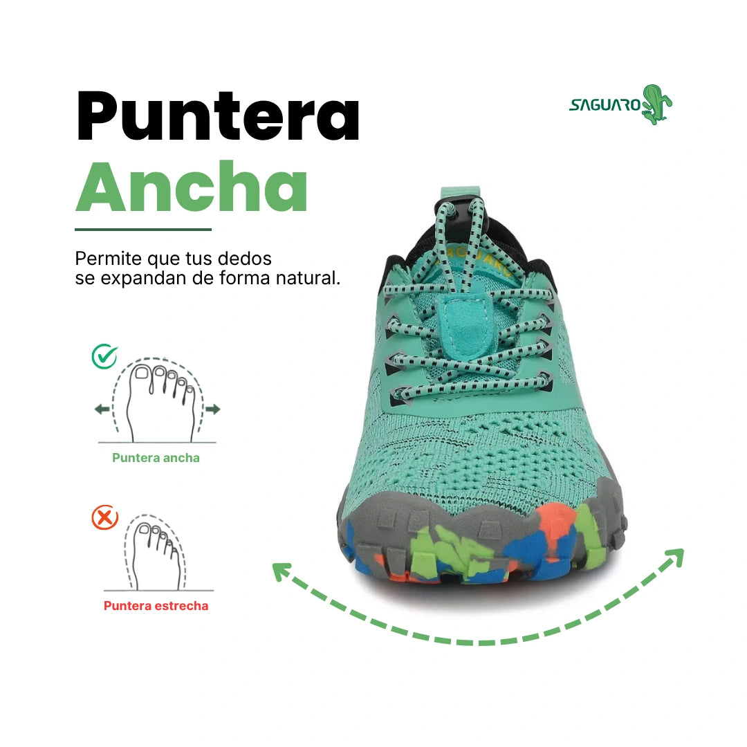 Zapatillas barefoot Saguaro Kids Smart I verdes vista frontal