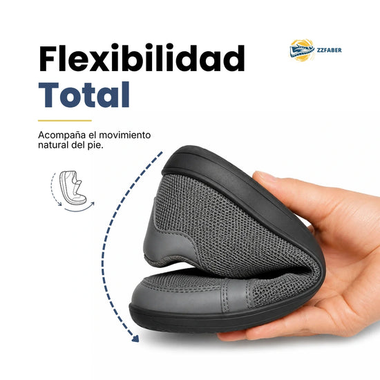 Zapatilla ergonómica gris ZZFABER Bamba I, calzado casual respetuoso doblado para mostrar su suela flexible drop cero en Chile.