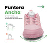Zapatilla de niña con puntera ancha Saguaro Forestep I rosa, diseñada para permitir la expansión natural de los dedos.