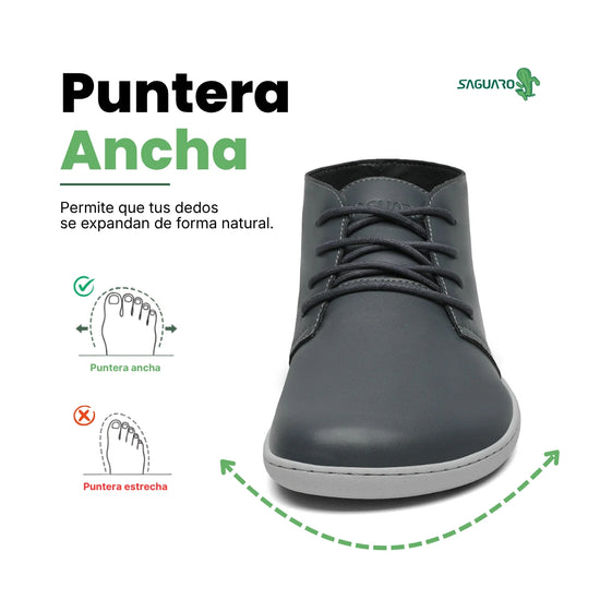 Zapato ergonómico para hombre con punta ancha que evita la deformación de los dedos.