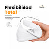 Calzado ergonómico blanco Sowilo Kenaz 100% vegano, doblado para mostrar su suela de caucho natural de 4 mm con drop cero en Chile.