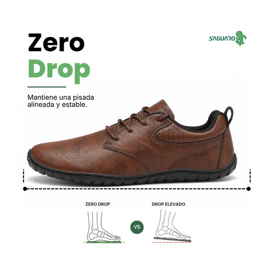 Suela plana drop cero de zapatos ergonómicos Saguaro Noble IV, calzado minimalista flexible disponible en tienda física de Chile.