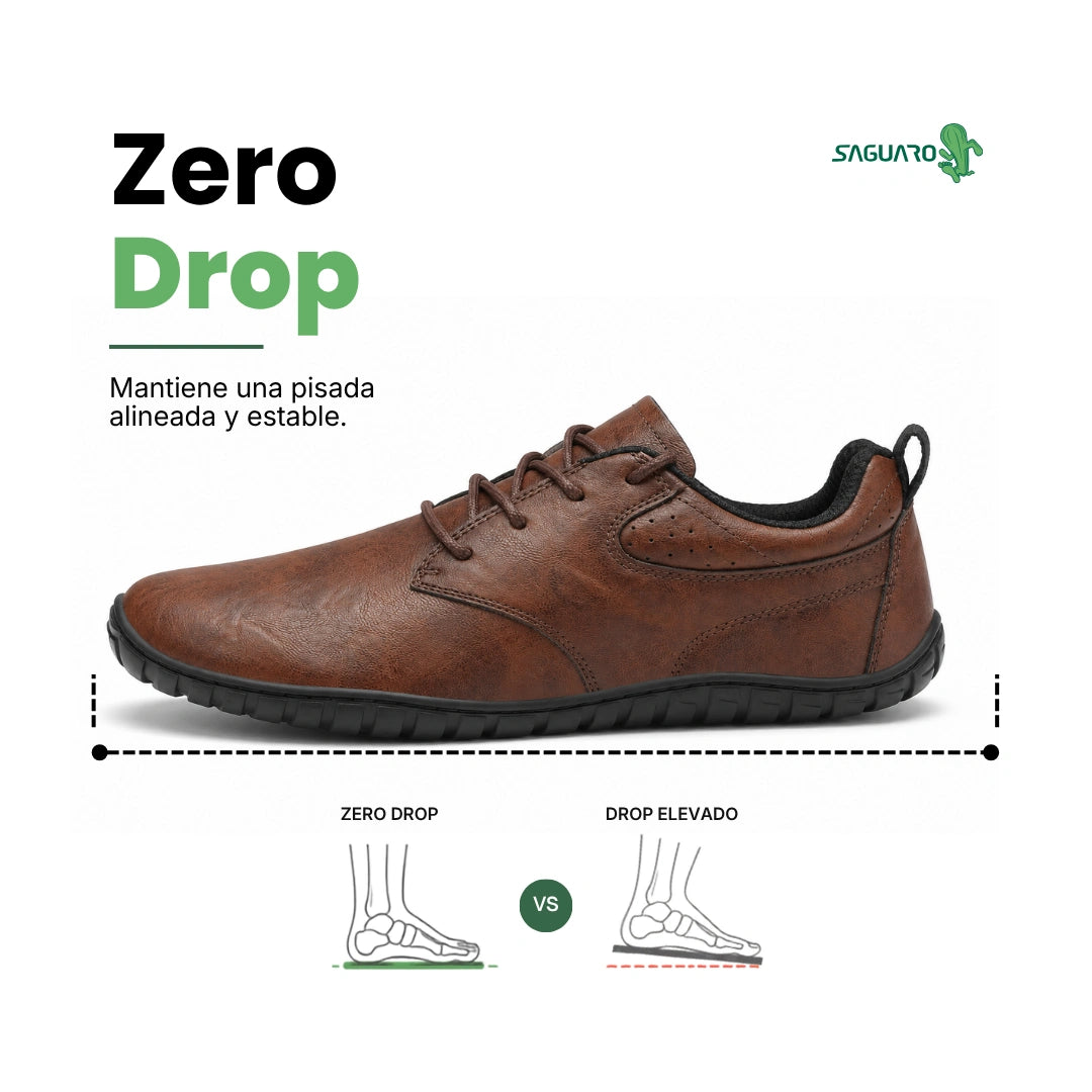 Suela plana drop cero de zapatos ergonómicos Saguaro Noble IV, calzado minimalista flexible disponible en tienda física de Chile.
