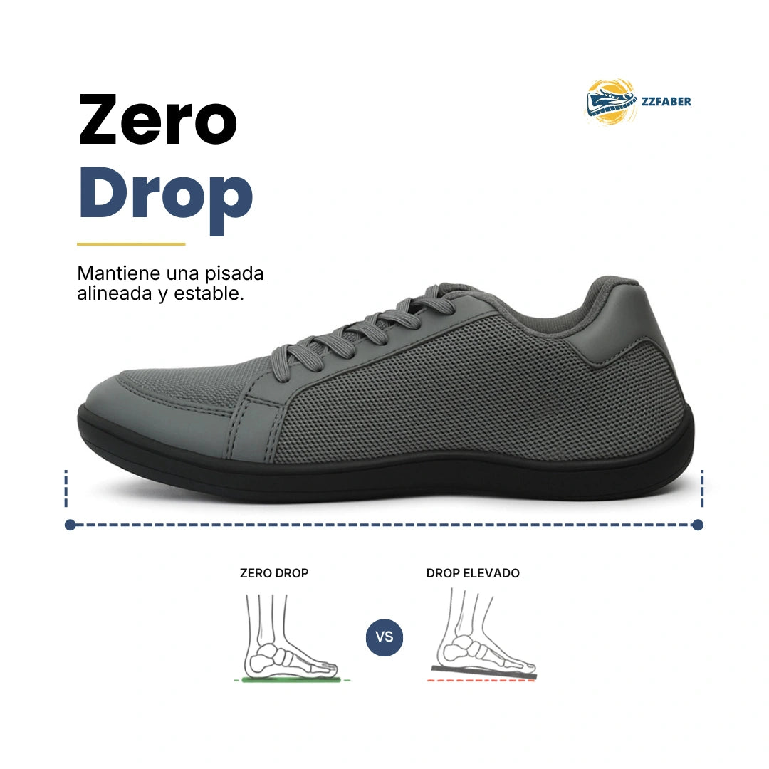 Zapatilla minimalista ZZfaber Bamba I gris, vista lateral.