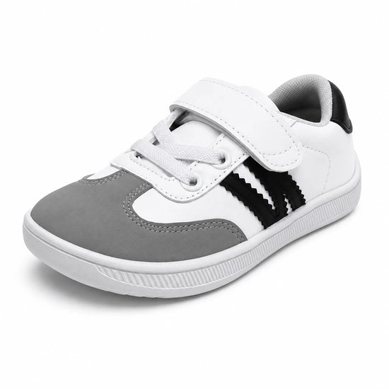 Zapatillas de horma ancha para niño ZZFABER Kids Niza I blancas, calzado barefoot escolar con puntera amplia para el libre movimiento de dedos en Chile.