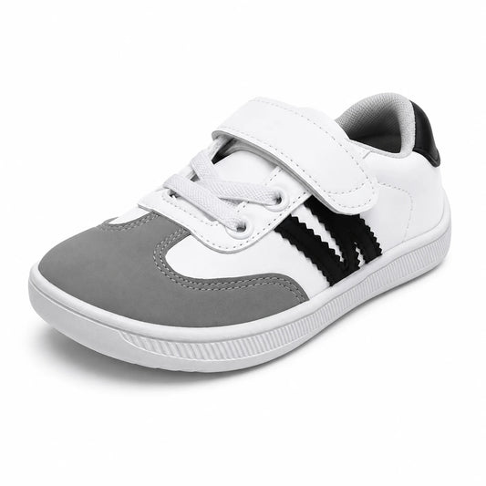 Zapatillas de horma ancha para niño ZZFABER Kids Niza I blancas, calzado barefoot escolar con puntera amplia para el libre movimiento de dedos en Chile.