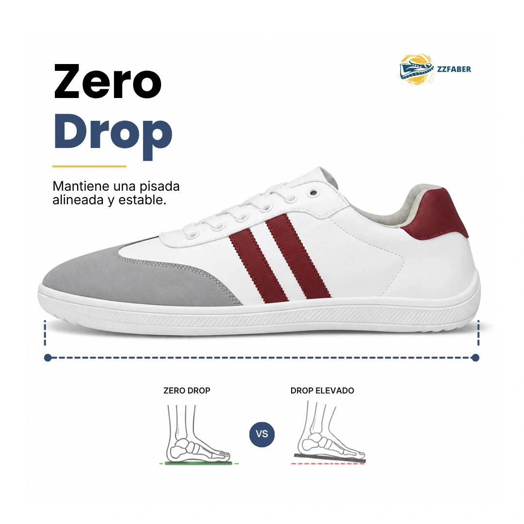 Zapatillas minimalistas urbanas de cuero blanco ZZFABER Niza 2.0, diseño casual respetuoso con horma ancha para pies con empeine alto.